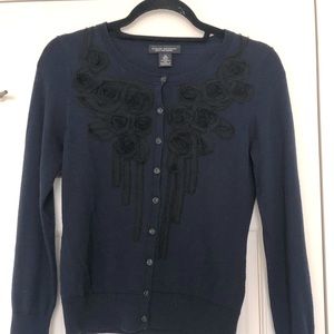 Banana Republic navy wool cardigan with detailing